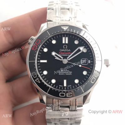 Swiss 50th Anniversary Omega Seamaster James Bond SS Watch / 007 Black Dial